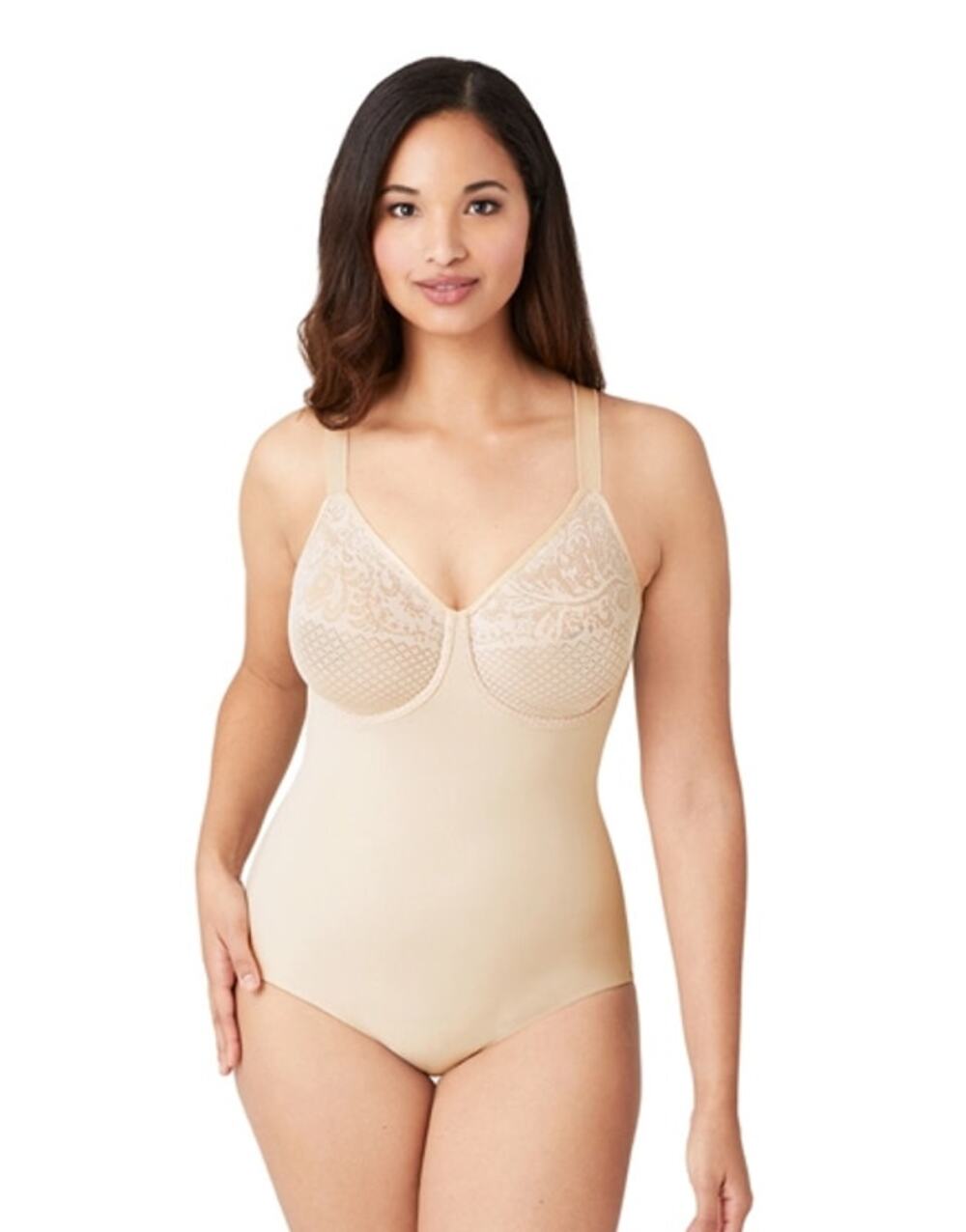 WACOAL Visual Effects Body Briefer with Minimizer Bra 38DD Sand NWOT
